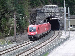 The Karawanken tunnel between Klagenfurt and Trieste, opened in 1906.