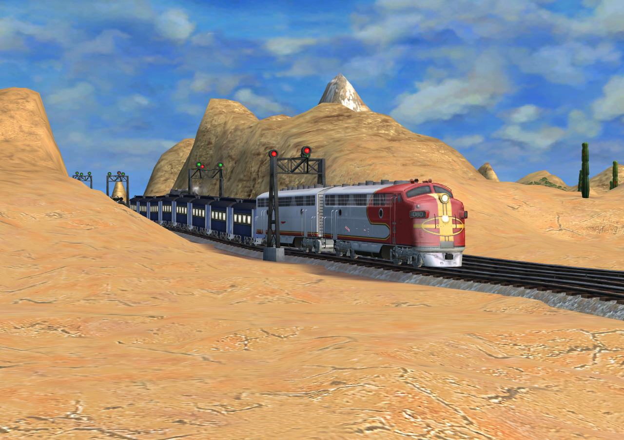 Superchief and B unit running passenger train from Vegas to Barstow